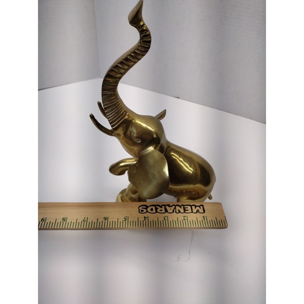 Vintage Brass Circus Elephant Statue African Elephant Trunk Up Good Luck - Picture 7 of 7